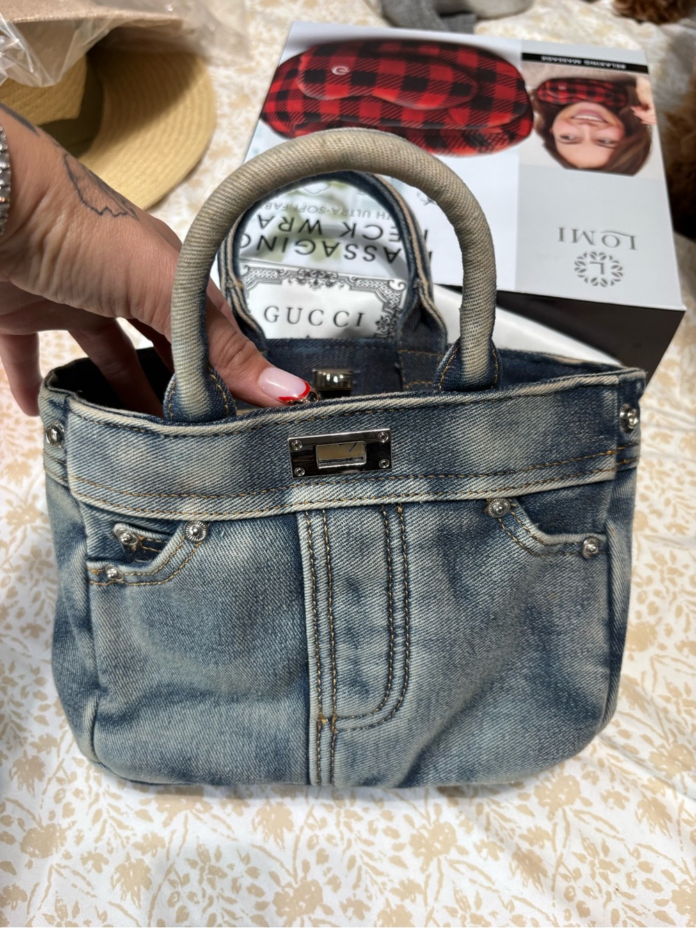 Denim Mini Tote Bag - Light Blue